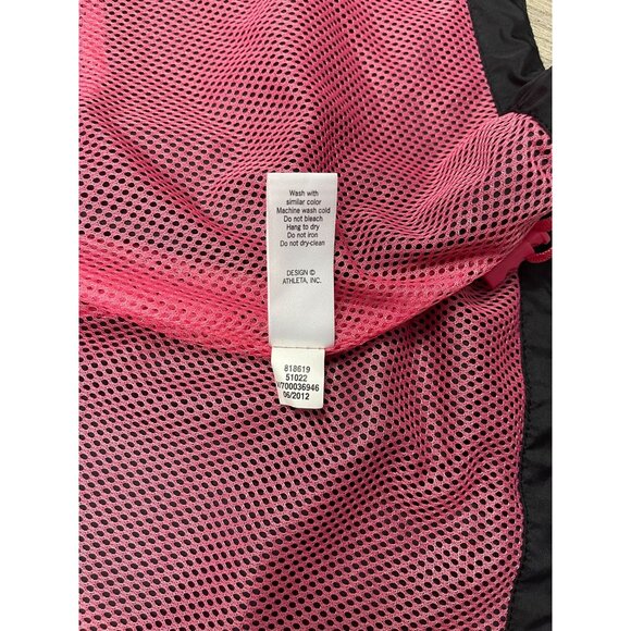 Athleta Shock Cord Anorak Hooded Jacket Black XS Long Length Mesh Lining Ruched - Picture 13 of 14